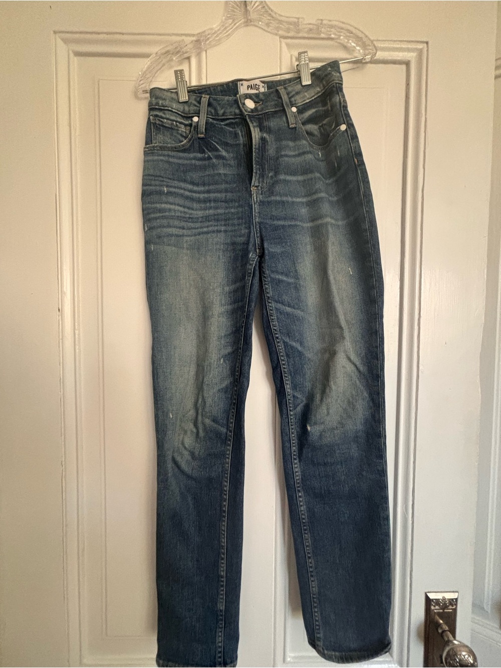 PAIGE Sarah Slim Medium Blue Straight-Leg Jeans